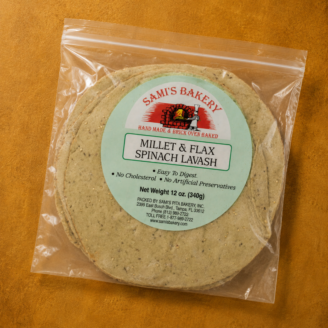 Millet and Flax Spinach Lavash