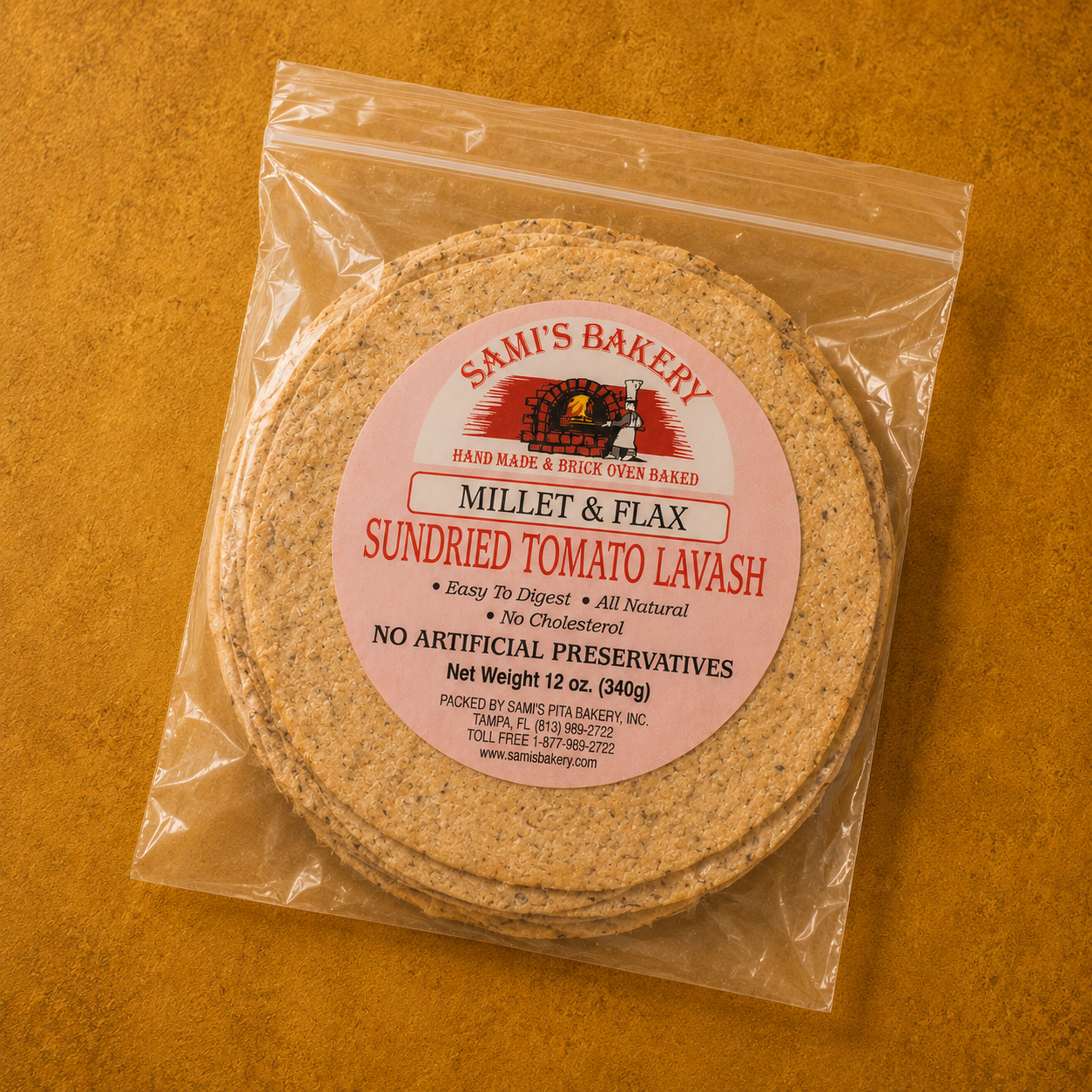 Millet and Flax Sundried Tomato Lavash