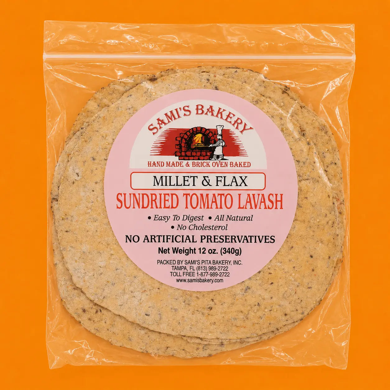 Millet and Flax Sundried Tomato Lavash