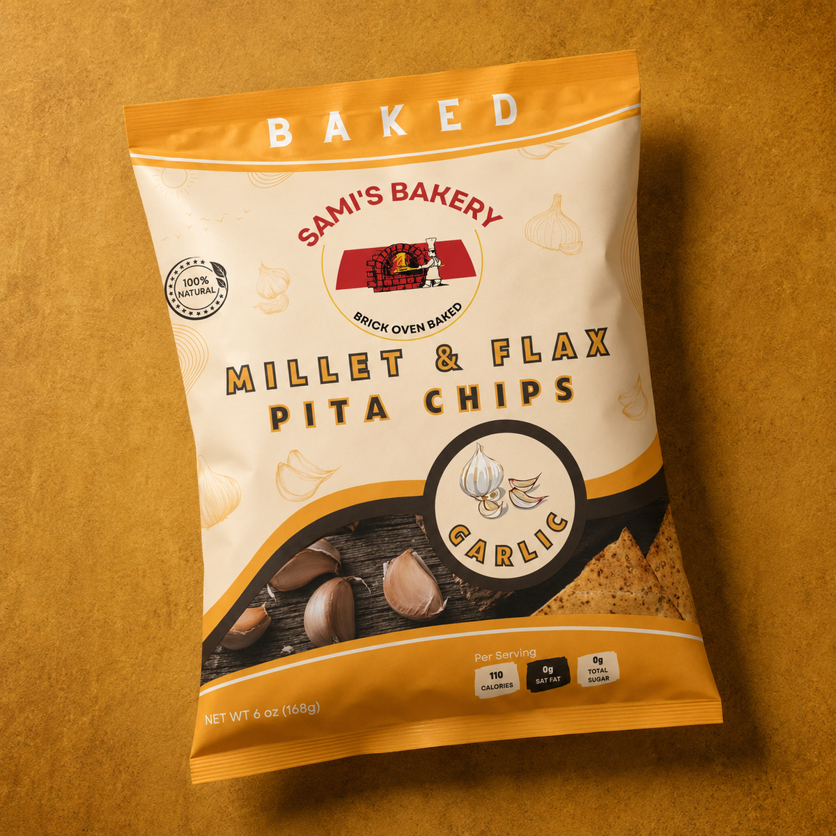 Millet and Flax Garlic Chips